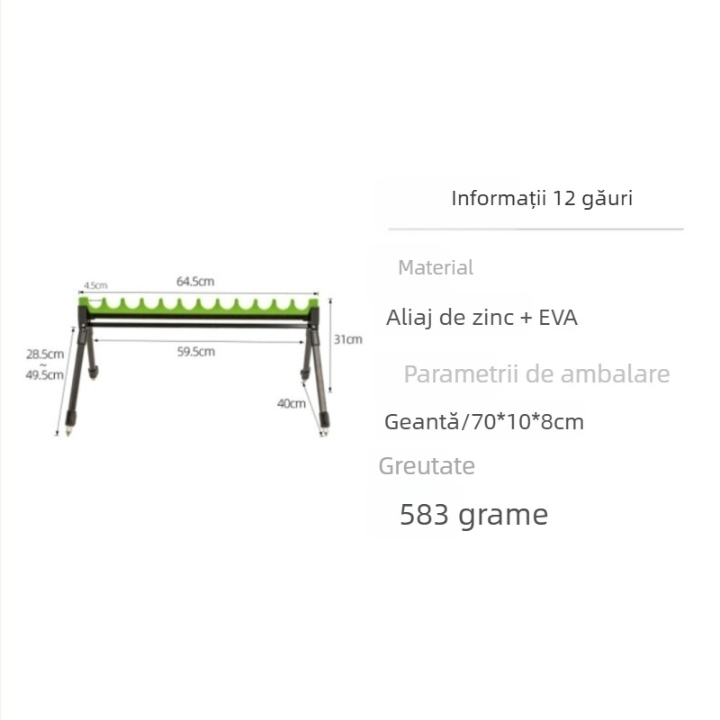 Suport reglabil pentru undițe cu două secțiuni telescopice, cu găuri multiple, pliabil, montaj la sol, două dimensiuni disponibile
