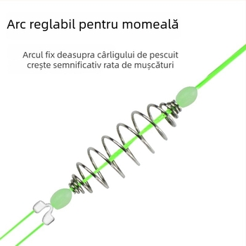 Set carpe pentru undița de mână cu sub-linie cu arc, cârlige duble, rig monstru acvatic
