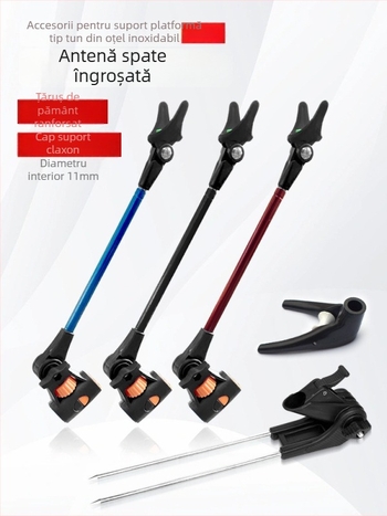 Suport din oțel inoxidabil pentru undițe de pescuit cu bază îngroșată, telescopic și rotativ, antenă colorată