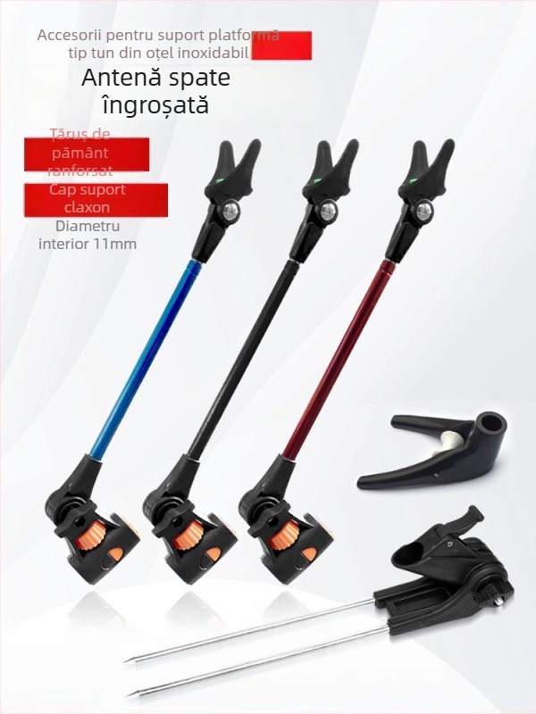 Suport din oțel inoxidabil pentru undițe de pescuit cu bază îngroșată, telescopic și rotativ, antenă colorată