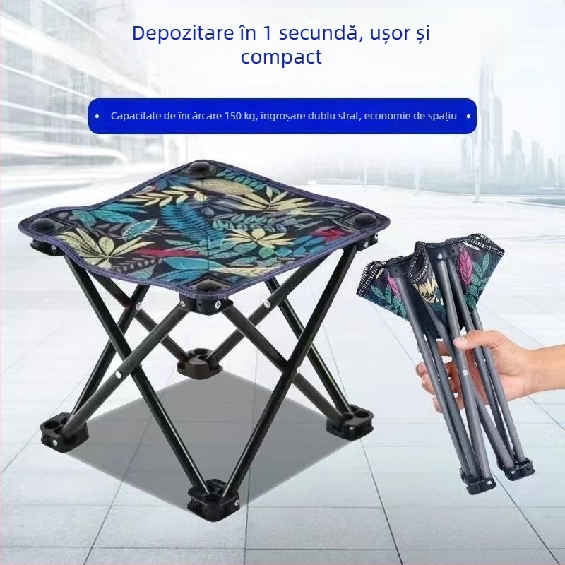 Scaun pliat de exterior, taburet mic pentru camping, pescuit și schițe pe plajă