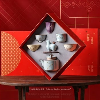 Set de ceai din cinci cuptoare celebre, cu ceașă gazdă – set ceramic în cutie cadou, cadou practic pentru zile de naștere și mutări