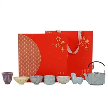 Set de ceai din cinci cuptoare celebre, cu ceașă gazdă – set ceramic în cutie cadou, cadou practic pentru zile de naștere și mutări