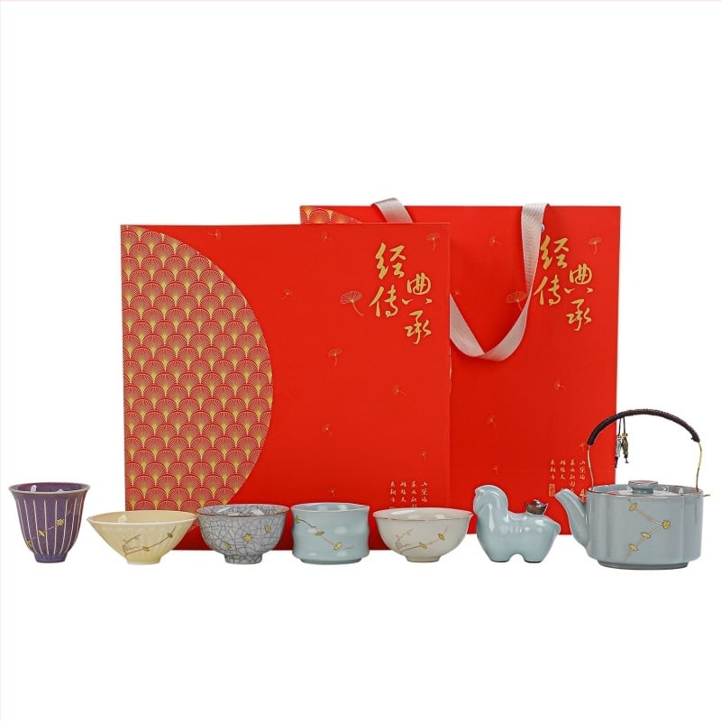 Set de ceai din cinci cuptoare celebre, cu ceașă gazdă – set ceramic în cutie cadou, cadou practic pentru zile de naștere și mutări