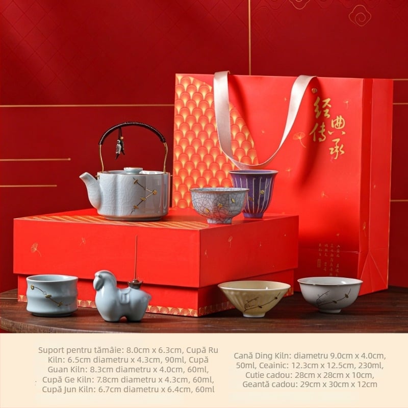 Set de ceai din cinci cuptoare celebre, cu ceașă gazdă – set ceramic în cutie cadou, cadou practic pentru zile de naștere și mutări