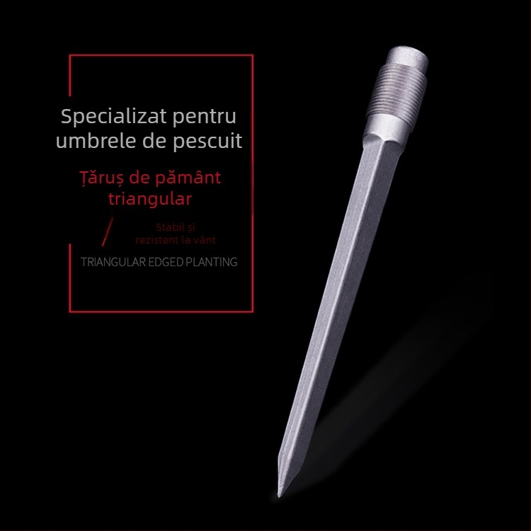 Tianhao Ținta de teren pentru umbrelă de pescuit — aliaj de aluminiu, știft metalic triunghiular, fără adaptor