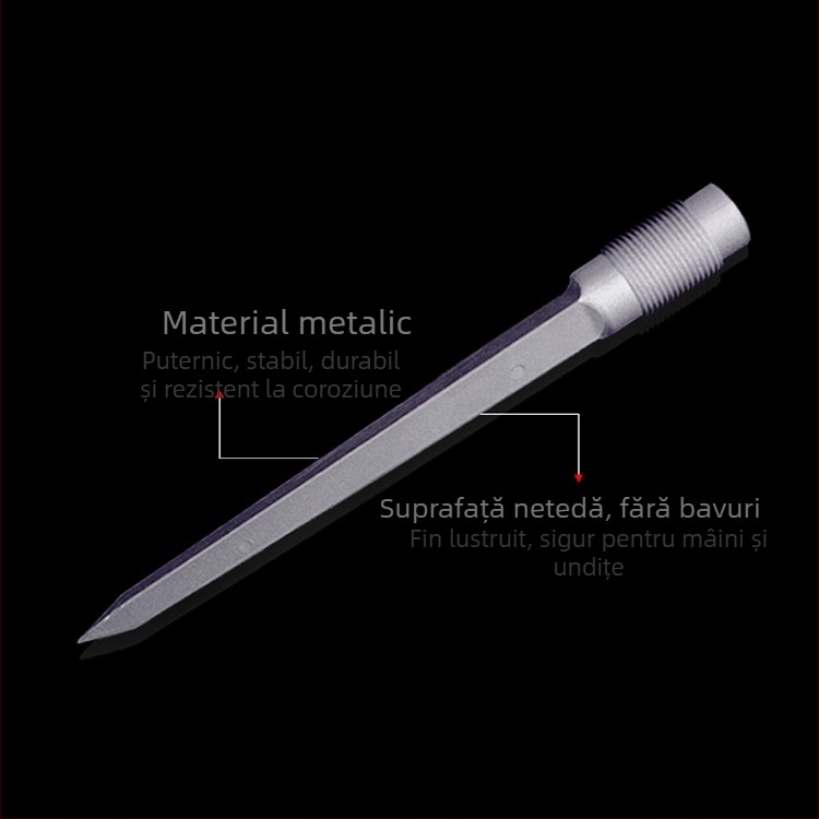 Tianhao Ținta de teren pentru umbrelă de pescuit — aliaj de aluminiu, știft metalic triunghiular, fără adaptor