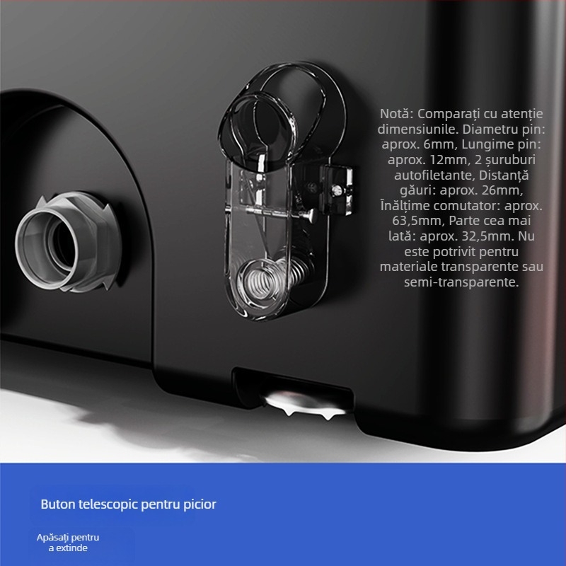 Accesoriu pentru cutia de pescuit: buton reglabil de ridicare a piciorului, buton din plastic, regulator de înălime, clemă cu arc