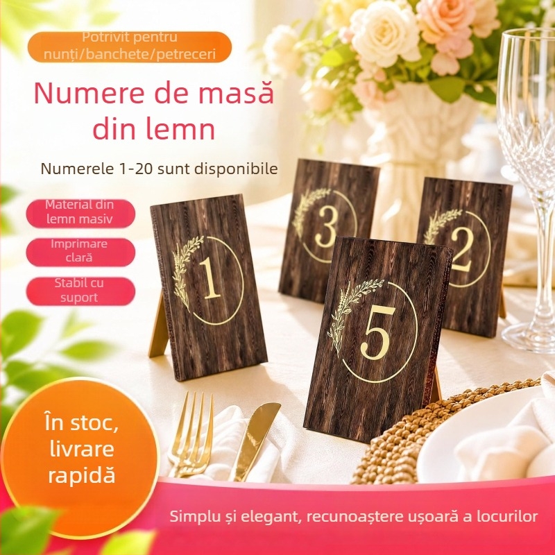 Semne de masă din lemn pentru standuri 1–20, decor pentru masa de nuntă, obiecte de artizanat
