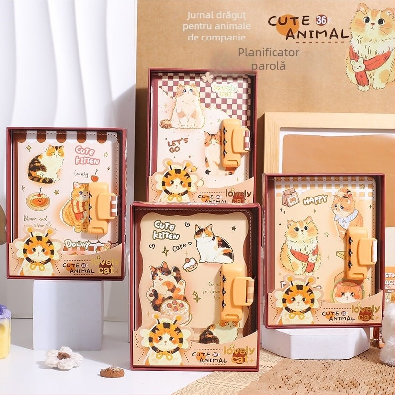 Jurnal cu lacăt pentru animal de companie drăguț, pagini colorate