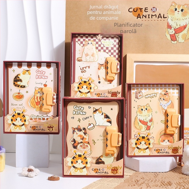 Jurnal cu lacăt pentru animal de companie drăguț, pagini colorate