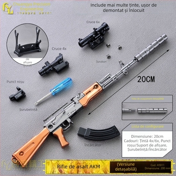 Model SCAR din aliaj de zinc, 20 cm, inspirat de PUBG, figură decorativă