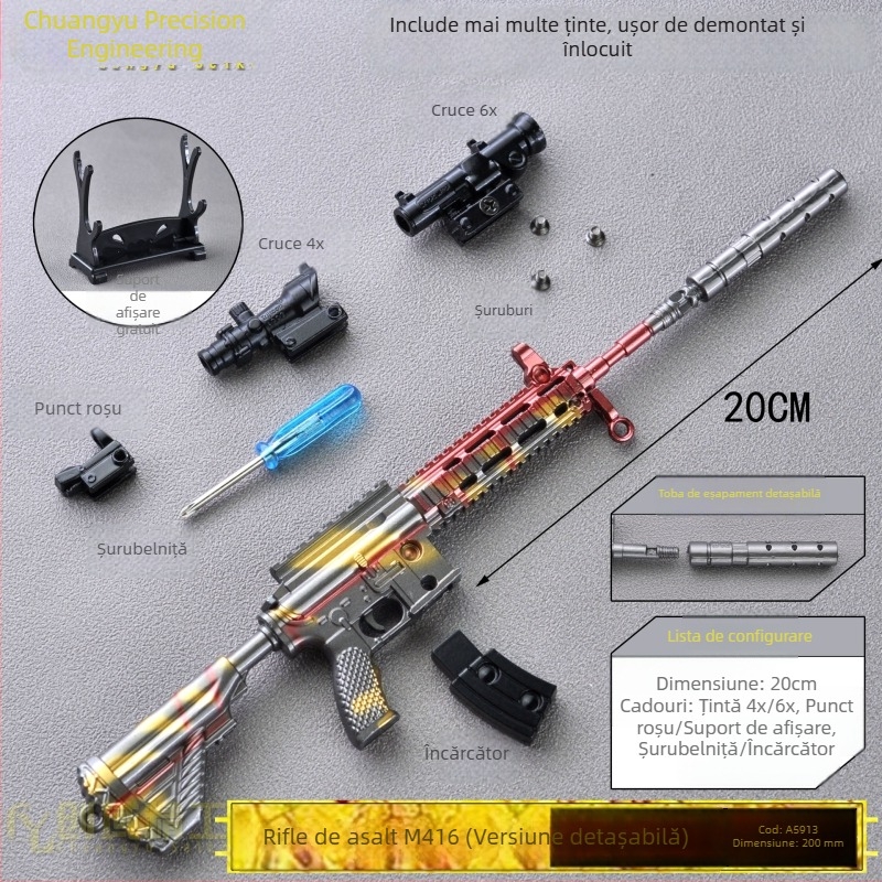 Model SCAR din aliaj de zinc, 20 cm, inspirat de PUBG, figură decorativă
