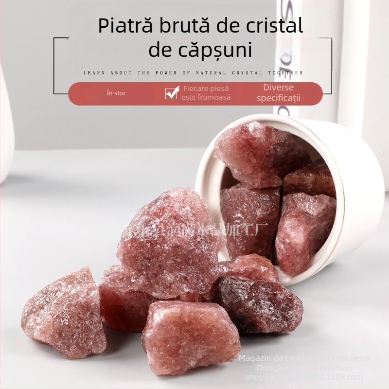 Piatră brută din cristal căpșună pentru aromaterapie, decor de bonsai, pietriș mare