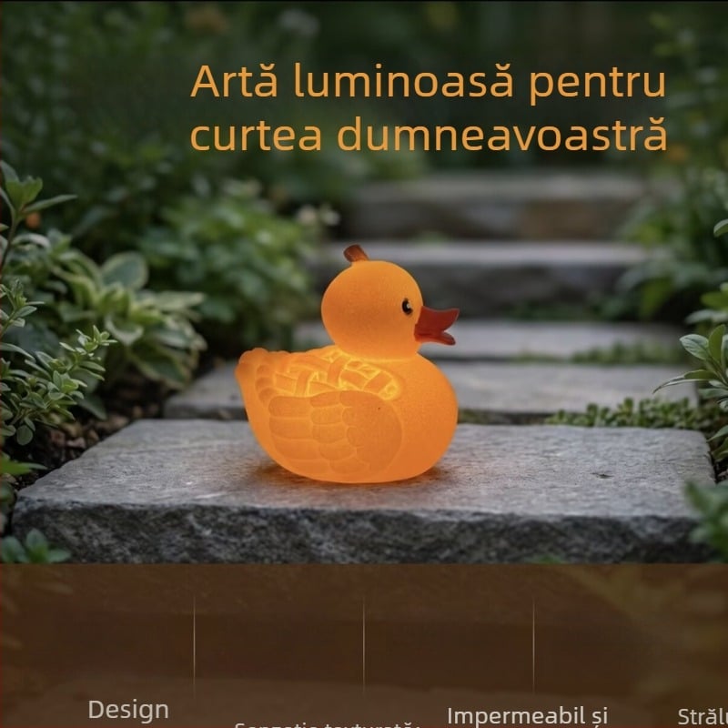 Rață din rășină cu iluminare, decor pentru grădină și casă, mic obiect decorativ