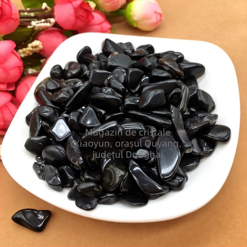 1 kg obsidian natural pietriș în dimensiuni variate, ornament Buddha