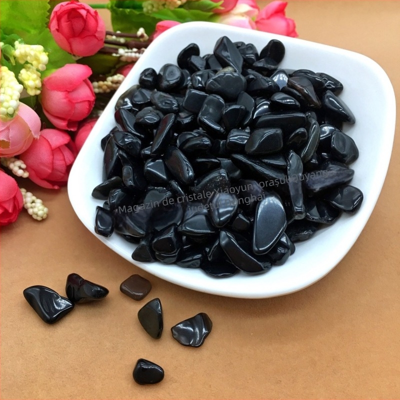 1 kg obsidian natural pietriș în dimensiuni variate, ornament Buddha