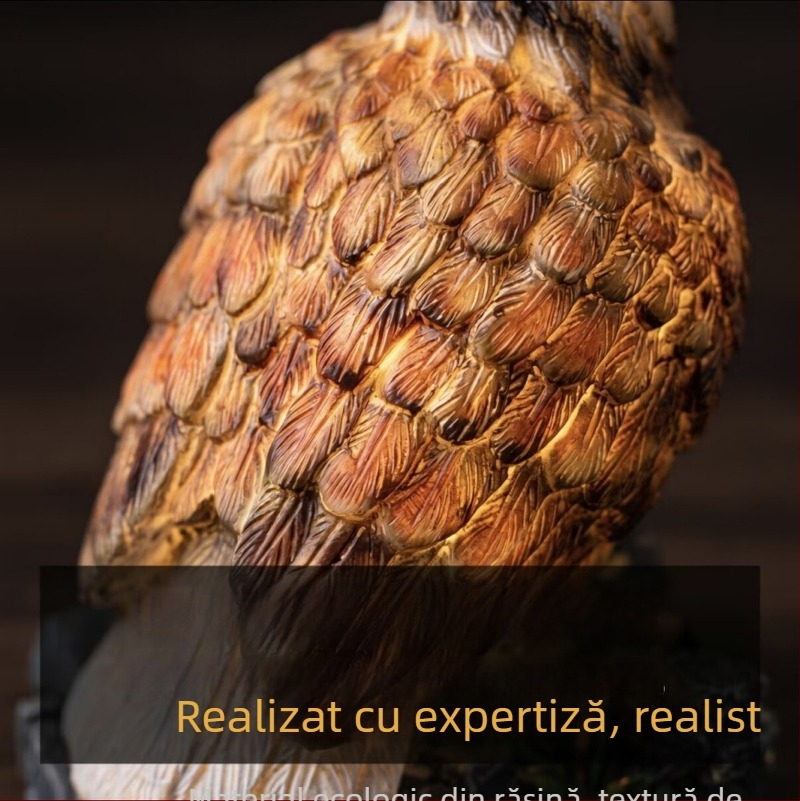 Figurină din rășină cu lumină de noapte, vultur de munte așezat, decor pentru grădină și curte