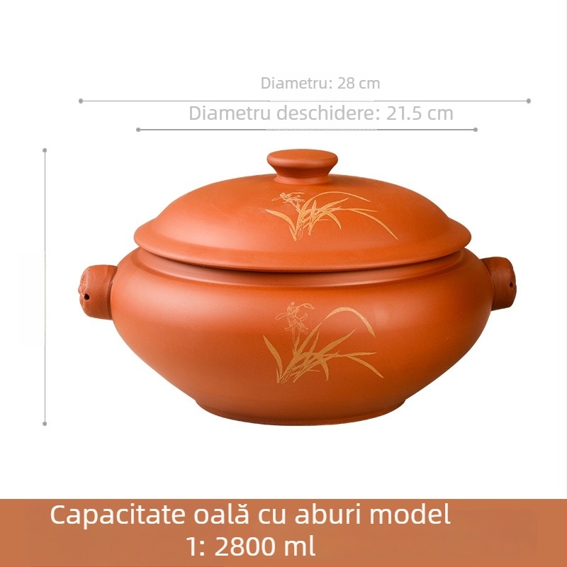 Vas ceramic pentru abur cu separator de apă, pentru gătit la abur și pui