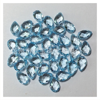 Topaz albastru ceresc în formă de lacrimă, 4x6 mm, fațete pătrate duble și tăietură dublă cu aspect țestoasă
