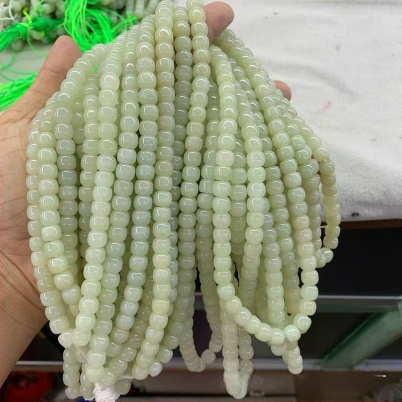Mărgele de jad Hetian, 7×8 mm, de tip vechi, cu conținut ridicat de apă, pentru brățări și pandante DIY