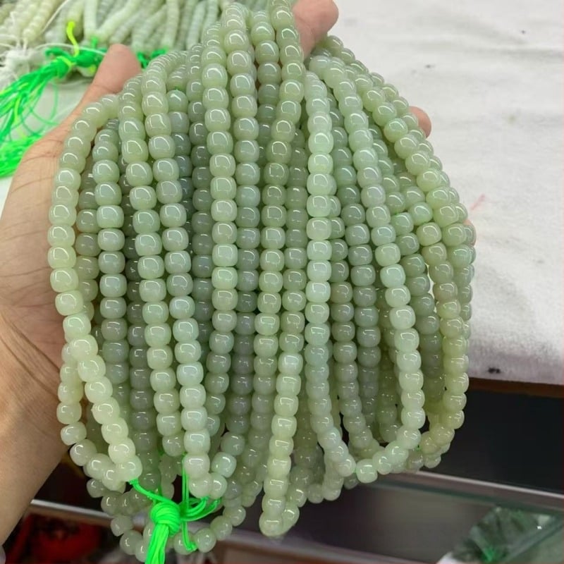 Mărgele de jad Hetian, 7×8 mm, de tip vechi, cu conținut ridicat de apă, pentru brățări și pandante DIY