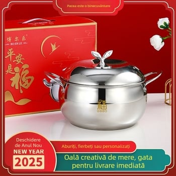 Oală de supă în stil chinezesc, din oțel inoxidabil 201, antiaderent, oală pentru lapte, aburi, 1,1–2 L, compatibilă cu plita cu inducție, cadou
