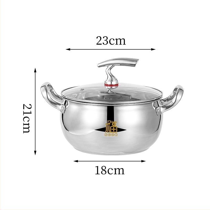 Oală de supă în stil chinezesc, din oțel inoxidabil 201, antiaderent, oală pentru lapte, aburi, 1,1–2 L, compatibilă cu plita cu inducție, cadou