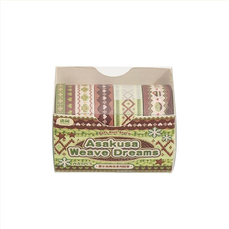 Set de bandă Washi Yuxian pentru DIY: decorare în mai multe scene, temă textură țesut Fair Isle, jurnal
