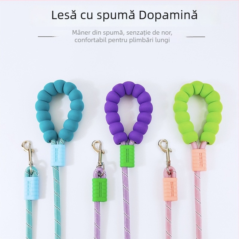 Lesă pentru câini cu mâner buretat din spumă pentru câini de talie medie și mare