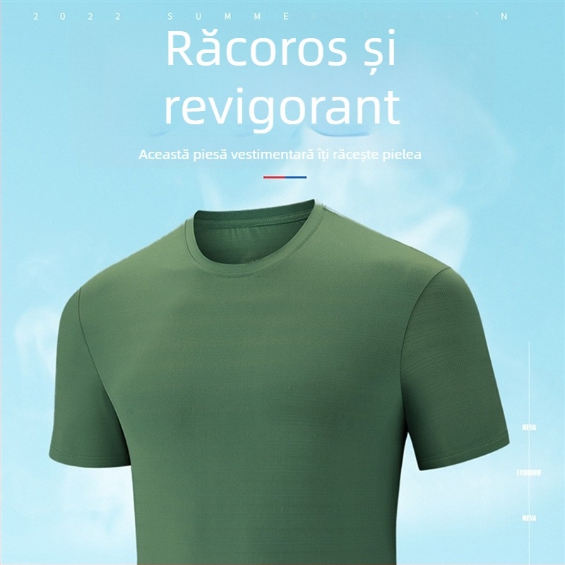 Tricou unisex din ice-silk, uscare rapidă, culoare uni, alb, guler rotund, croială slim, imprimare logo personalizată