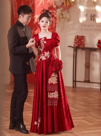 Rochie de seară din satin pentru vară, stil chinez inspirat, croială slim, pentru evenimente de nuntă
