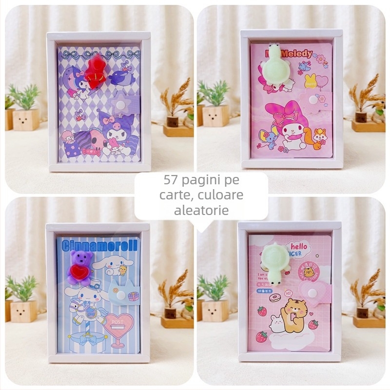 Set de caiete cu desene animate într-o cutie mov pentru elevii din învățământul primar