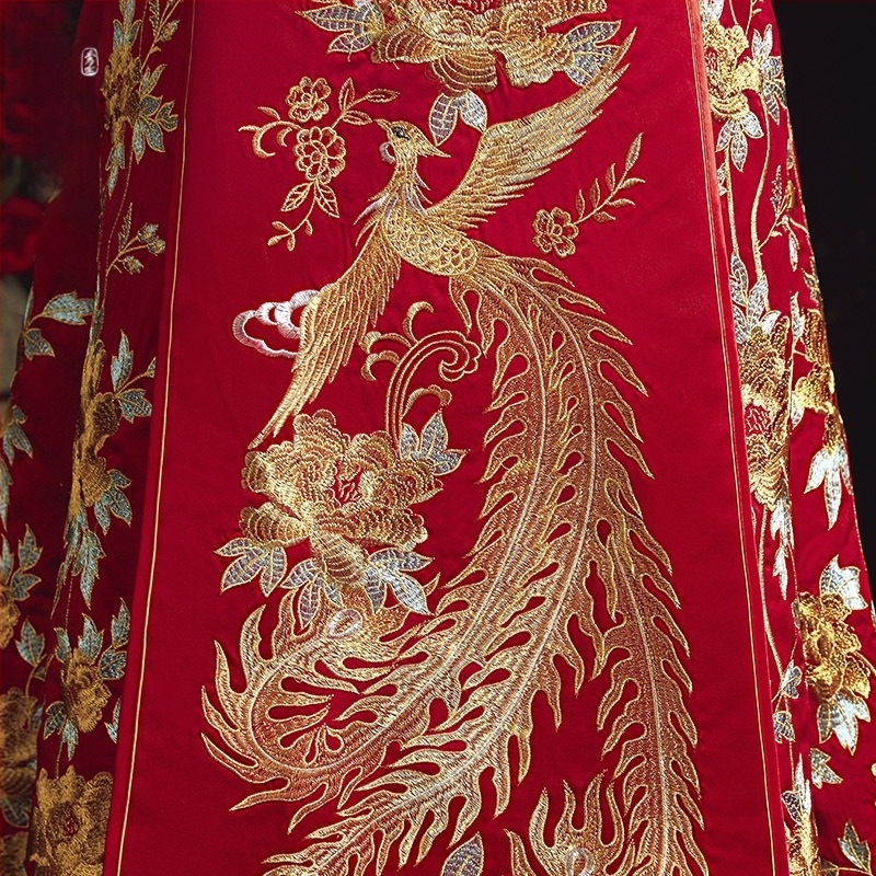 Rochie de mireasă Xiuhe în stil chinezesc, cu dragon și Phoenix, mărime mare, rochie pentru toast, rochie de mireasă pentru gravide