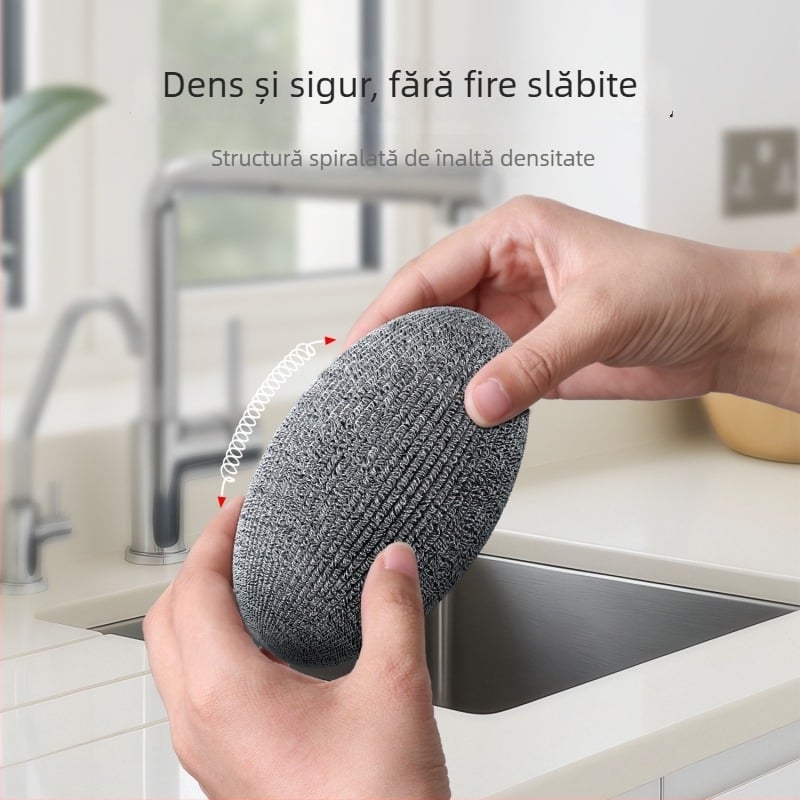Bola de sârmă din oțel de calitate alimentară pentru curățare în bucătărie – spălarea vaselor și îndepărtarea ruginii, perie mare din oțel inoxidabil