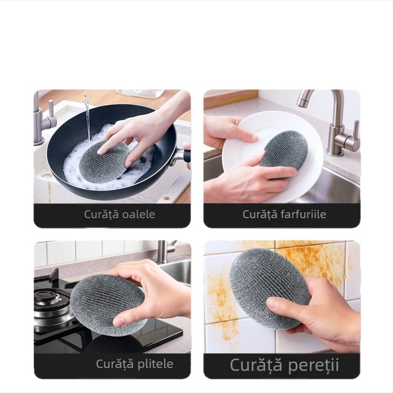 Bola de sârmă din oțel de calitate alimentară pentru curățare în bucătărie – spălarea vaselor și îndepărtarea ruginii, perie mare din oțel inoxidabil