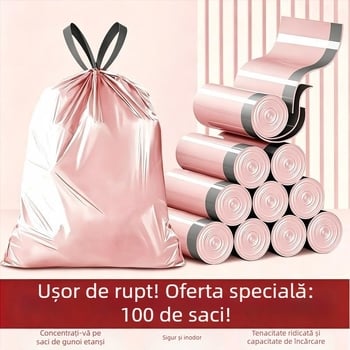 50 de saci mari de gunoi cu șnur, pentru uz casnic, groși, rezistenți la rupere, extra-groși pentru bucătărie, cămin și baie