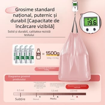 50 de saci mari de gunoi cu șnur, pentru uz casnic, groși, rezistenți la rupere, extra-groși pentru bucătărie, cămin și baie