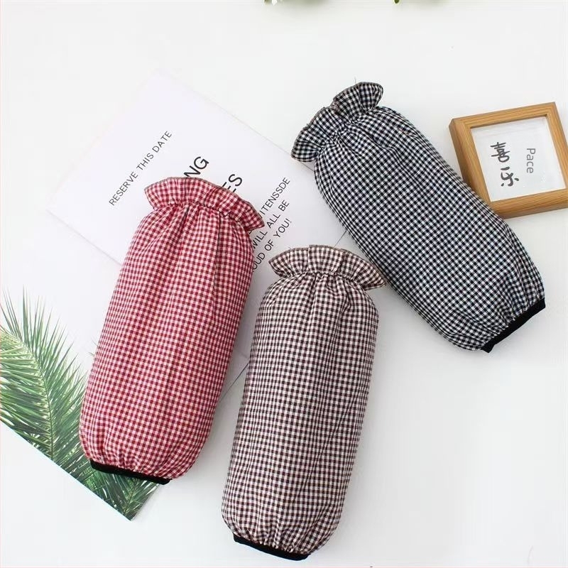 Mâneci din bumbac în carouri pentru lucru, lungi, protecție pentru brațe, unisex, mărime universală, croială liberă