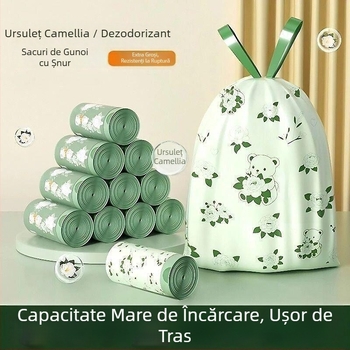 Saci de gunoi cu șnur, îngroșați, parfum de camelia, 100 buc., mare pentru bucătărie, protecție împotriva țânțarilor