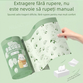 Saci de gunoi cu șnur, îngroșați, parfum de camelia, 100 buc., mare pentru bucătărie, protecție împotriva țânțarilor