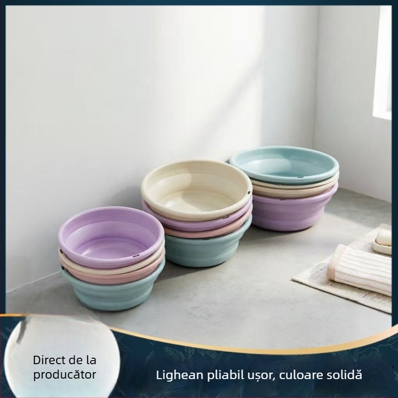 Vas pliabil din plastic, pentru uz casnic și în cămin, economisește spațiul, stil de viață minimalist, vas multifuncțional pentru înmuierea picioarelor, spălarea feței, rufelor și a legumelor