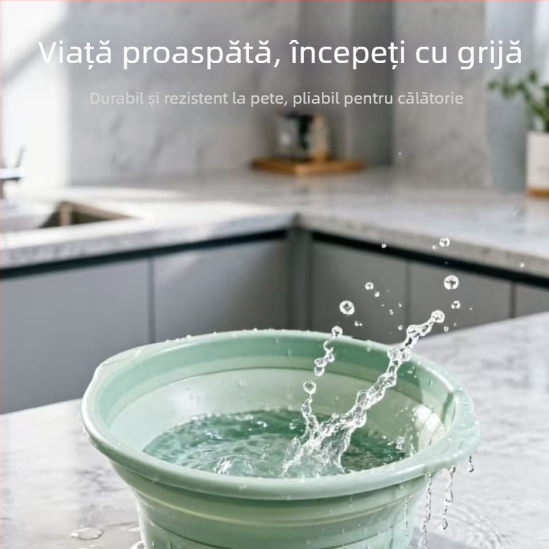 Vas pliabil din plastic, pentru uz casnic și în cămin, economisește spațiul, stil de viață minimalist, vas multifuncțional pentru înmuierea picioarelor, spălarea feței, rufelor și a legumelor