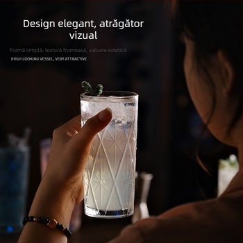 Pahar Collins stil Japonez, drept, gros, pentru cocktailuri, pentru bar, pentru băuturi lungi și reci, gravură creativă, pahar de amestecare