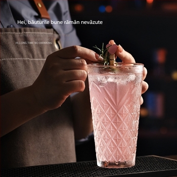 Pahar Collins stil Japonez, drept, gros, pentru cocktailuri, pentru bar, pentru băuturi lungi și reci, gravură creativă, pahar de amestecare