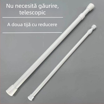 Bară telescopică pentru haine în garderobă, balcon și bucătărie; bară pentru perdele de duș și de ușă