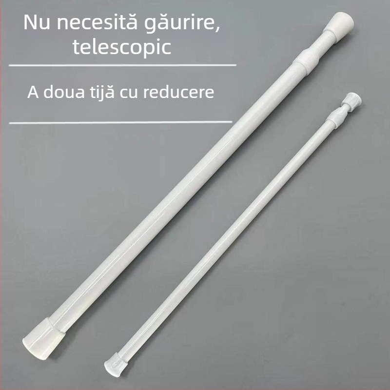 Bară telescopică pentru haine în garderobă, balcon și bucătărie; bară pentru perdele de duș și de ușă
