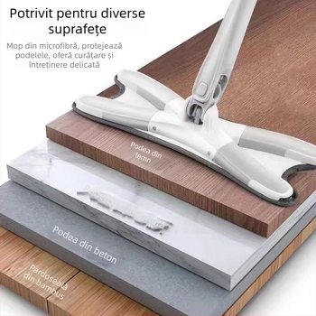 Mop floripendiu multifuncțional pentru uz casnic, curățare într-un singur pas, uscat și umed, mop plat în formă de X, mop pentru podea cu absorbție mare de apă