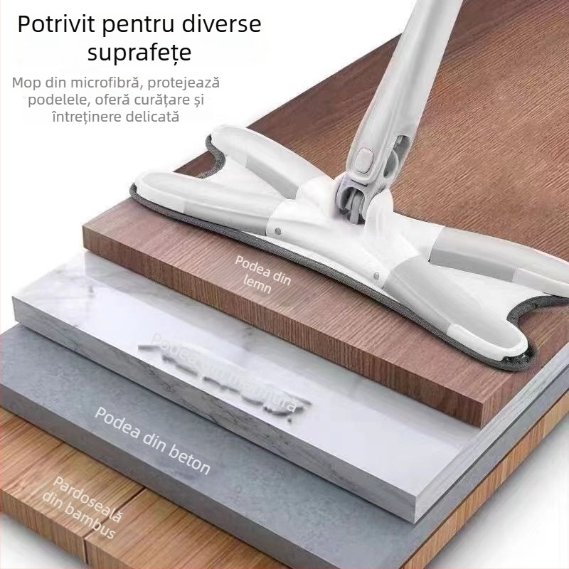 Mop floripendiu multifuncțional pentru uz casnic, curățare într-un singur pas, uscat și umed, mop plat în formă de X, mop pentru podea cu absorbție mare de apă