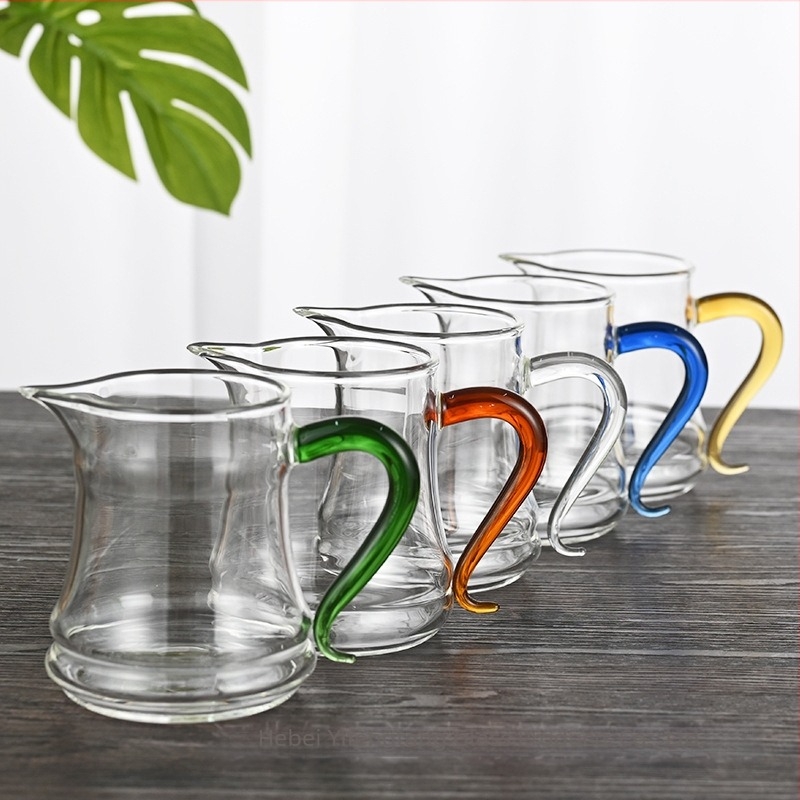 Set de cești din sticlă borosilicat de înaltă calitate pentru ceremonia de ceai Kung Fu acasă, cu tavă de ceai și ceașcă triunghiulară de sticlă